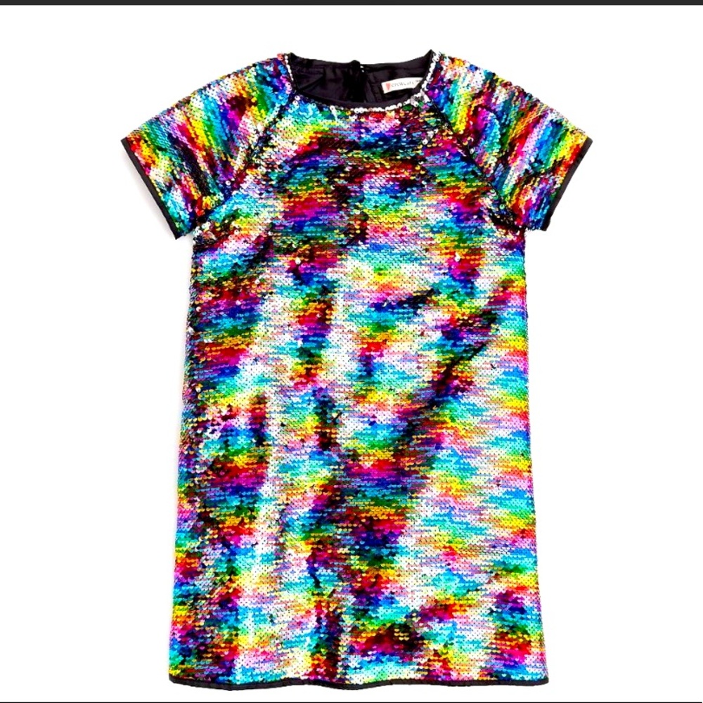 J.CREW CREWCUTS GIRLS RAINBOW SEQUIN DRESS